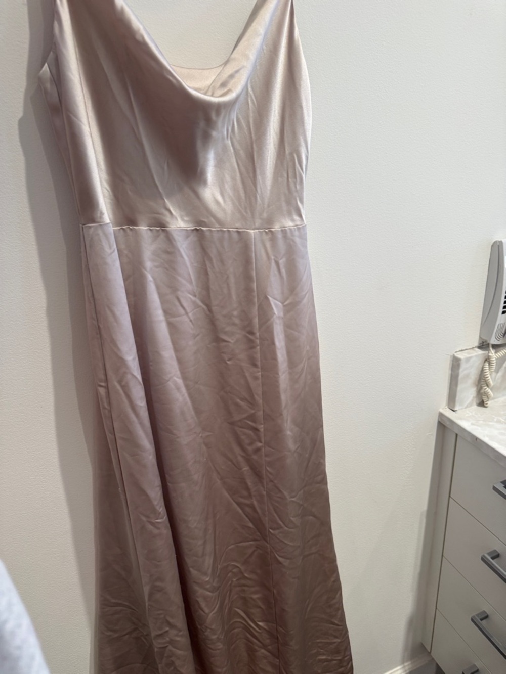 Amsale Champagne Satin Cowl Slip Dress